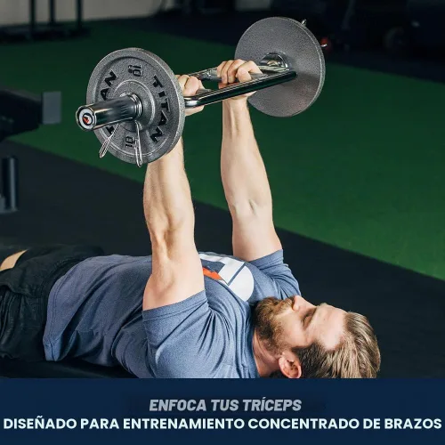 Vista 4 de Titan Fitness martillo olímpico sólido, martillo de tríceps cromado, barra de contrapeso de 34 pulgadas