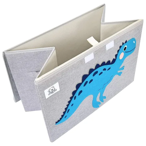 Vista 5 de Cofre plegable grande de juguetes para niños con tapa abatible, organizador de almacenamiento de juguetes de animales de tela plegable, contenedor