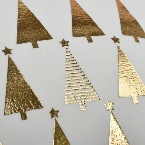 Vista 2 de JWH Fundas de almohada decorativas de árboles dorados de Navidad, con estampado de estrellas, funda de almohada de terciopelo para vacaciones