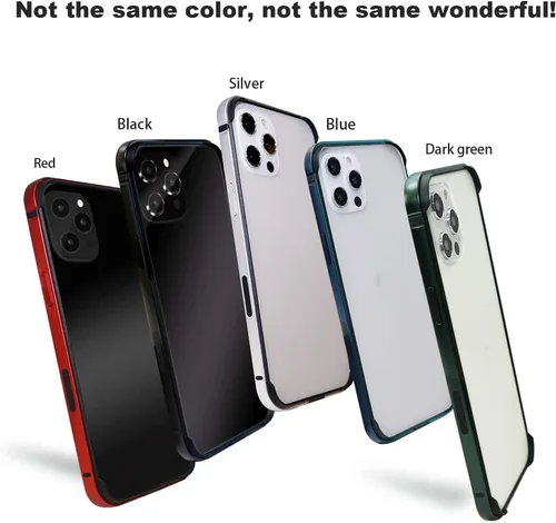 Vista 6 de Funda rígida delgada con marco de aluminio para iPhone 13 Pro, armadura de marco de metal con protección interior suave, protección de borde elevado