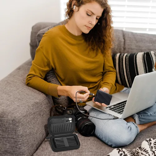 Vista 4 de GWCASE - Funda para Samsung T9/T7/T7 Shield SSD, antigolpes, color negro Anti-Shock Bubble Lining; Elastic Band + Carabiner; Mesh Pocket for