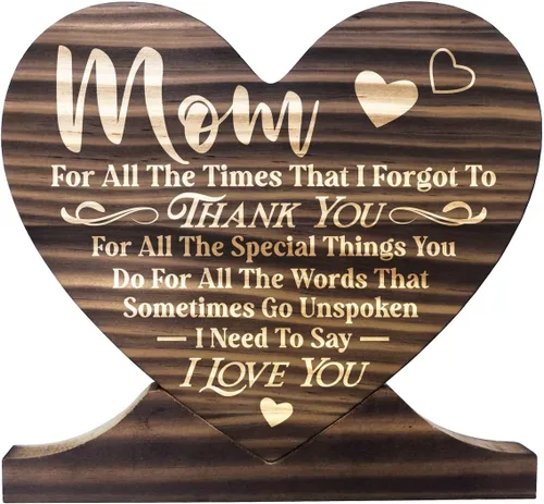 Vista 11 de Letrero de madera con texto en inglés "Thank You Being The Mom You Didn't Have to be and Loving Me As Your Own", placa de madera de regalo, corazón