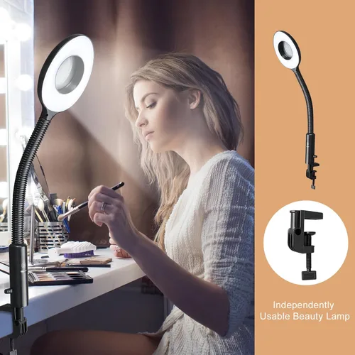 Vista 6 de Vaporizador facial 2 en 1 de Winado con luz de magnificación 5X, limpieza profunda para el cuidado personal de la piel, humidificador profesional