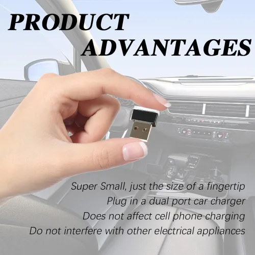 Vista 3 de 4 lámparas LED USB para el interior del automóvil, luces LED para automóvil, interfaz USB A enchufable, iluminación ambiental para cajuela