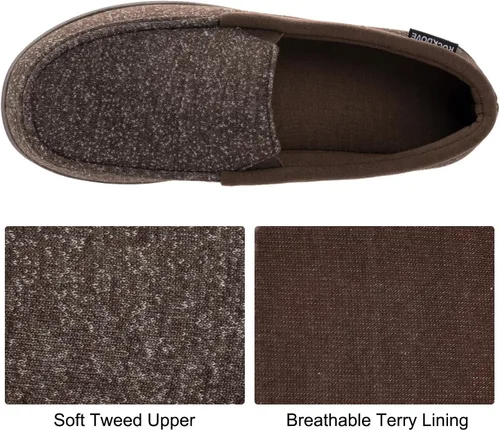 Vista 3 de RockDove Pantuflas tipo mocasín de espuma viscoelástica Tweed para hombre