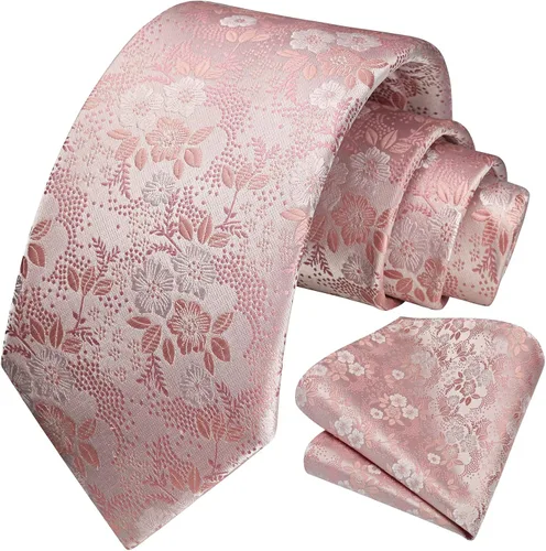 Vista 131 de Corbatas florales tejidas clásicas para hombre, corbata cuadrada de bolsillo, corbatas formales para hombres, boda con pañuelo