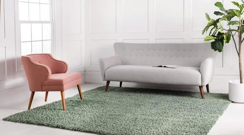 Vista 249 de Unique Loom Colección Davos Shag - Alfombra Lino