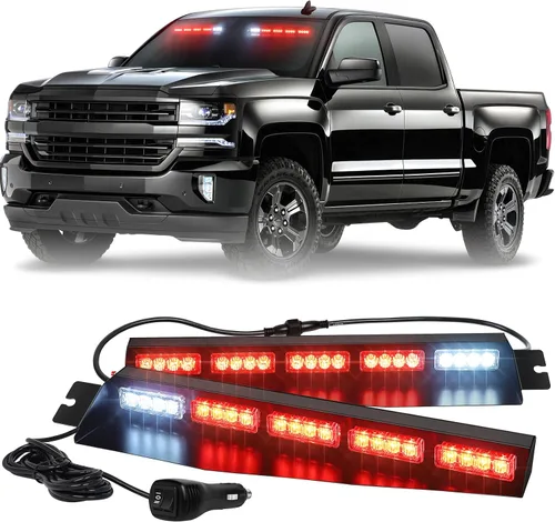 Vista 7 de XRIDONSEN - Luces estroboscópicas para visera de 34 pulgadas, 40 LED, color verde ámbar, luces de emergencia Warning Hazard Caution Safety Lights