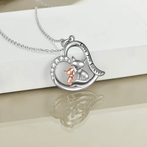 Vista 4 de POPLYKE Collar de plata de ley para mujer diseño de rana zorro mariquita mariposa regalo para el día de la madre para mamá hija esposa collar