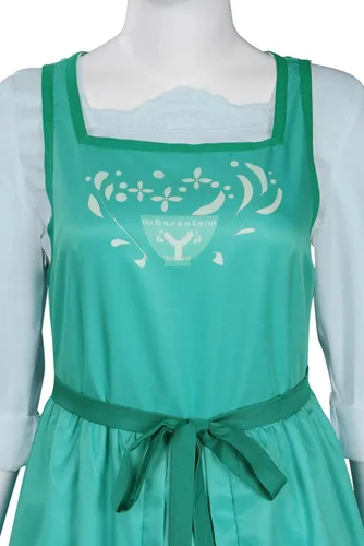 Vista 4 de Disfraz de Encanto Julieta Alma para mujer, vestido de cosplay con estampado floral madrigal de la familia de Mirabel, trajes de Halloween