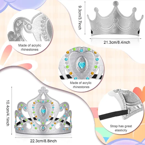 Vista 2 de Yaomiao 44 coronas de espuma para niños, tiaras de princesa, coronas de diamantes a granel, kits de fabricación de calcomanías para suministros
