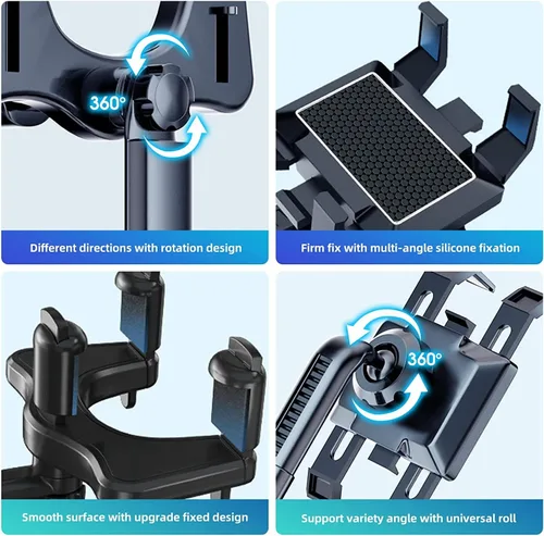 Vista 5 de Soporte de teléfono para espejo retrovisor, giratorio de 360°, universal multifuncional ajustable para todos los teléfonos móviles