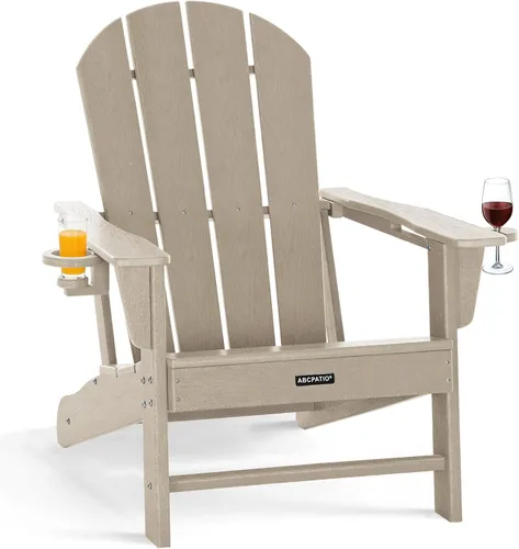 Vista 21 de Sillas Adirondack plegables – Silla Adirondack de plástico con soporte para tazas, sillas para exteriores resistentes a la intemperie