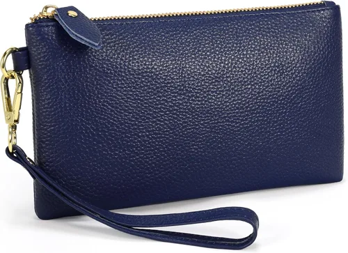 Vista 37 de YALUXE Women's Genuine Leather Wristlet Handbags Purses Clutch Wallet Bag 1- Correa de cuero blanco