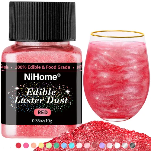 Vista 28 de NiHome Polvo brillante comestible de grado alimenticio con purpurina para decoración de alimentos, polvo metálico para bebidas, vino, bebidas, Blanco