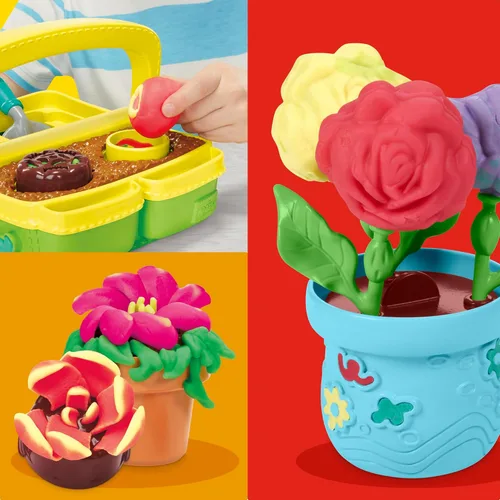 Vista 3 de Play-Doh Juego de juguetes de jardín de flores florecientes, juego de simulación de naturaleza, artes y manualidades para niños, regalos de relleno