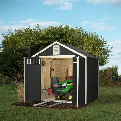 Vista 3 de Handy Home Products Greenbriar - Cobertizo de almacenamiento de 8 x 10 con piso, no incluye pintura ni tejas para techos