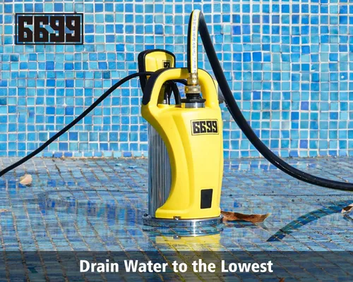 Vista 2 de Bomba de agua sumergible de 1/2 HP 2500 GPH Bomba de sumidero de acero inoxidable con interruptor de flotador ajustable para drenar el agua