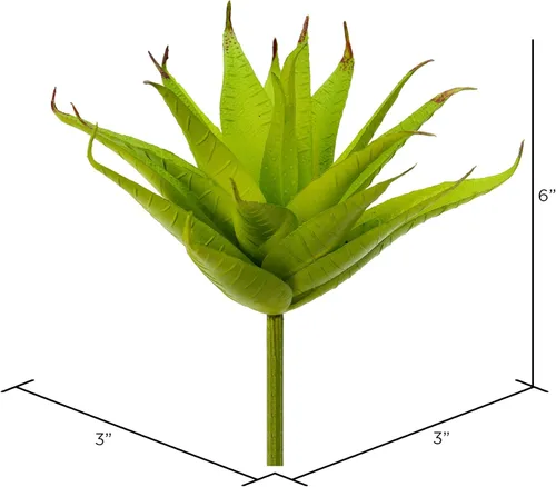 Vista 2 de Vickerman Everyday - Selección de aloe verde artificial para interiores de 6 pulgadas, selección única de suculentas coloridas de PVC duradero, sin