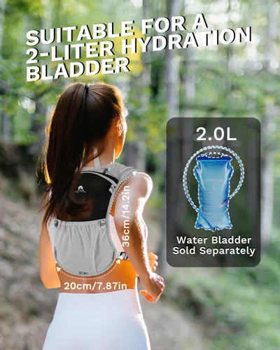 Vista 6 de Chaleco de correr para mujeres y hombres, mochila de hidratación para correr, chaleco para corredores, chaleco de hidratación, con soporte frontal