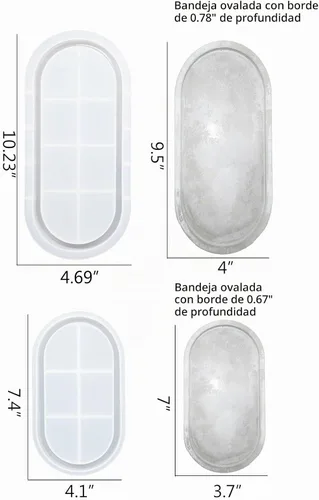 Vista 2 de Moldes de bandeja ovalada para moldes de silicona ovalados de resina para plato de joyería de hormigón