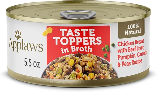 Vista 10 de Applaws Taste Toppers - Comida húmeda de pollo en caldo para perros, paquete de 12 latas de 5.5 onzas