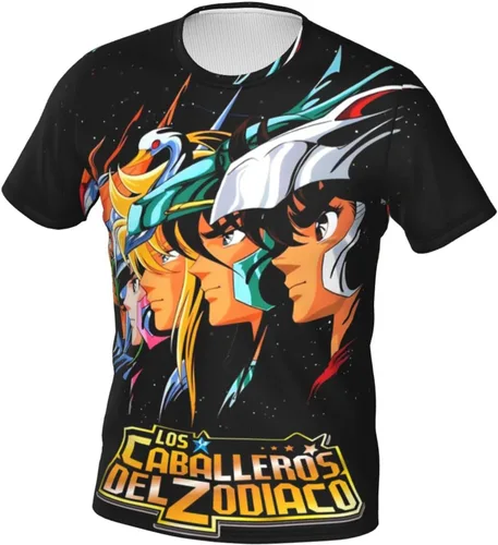 Vista 2 de Saint Anime Seiya - Camiseta de manga corta para hombre, suave, casual, unisex, cuello redondo, camiseta de entrenamiento