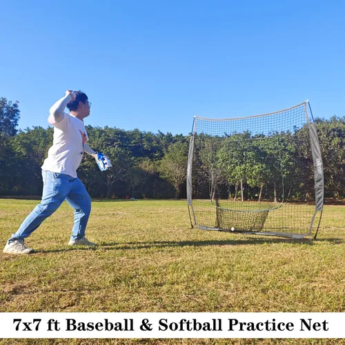 Vista 8 de 7x7FT Baseball Net for Any Skill Level Players to Batting&Hitting&Pitching Complete Set-Net&Carry Bag&Ground Stake(Stable&Portable);Tear-resistant