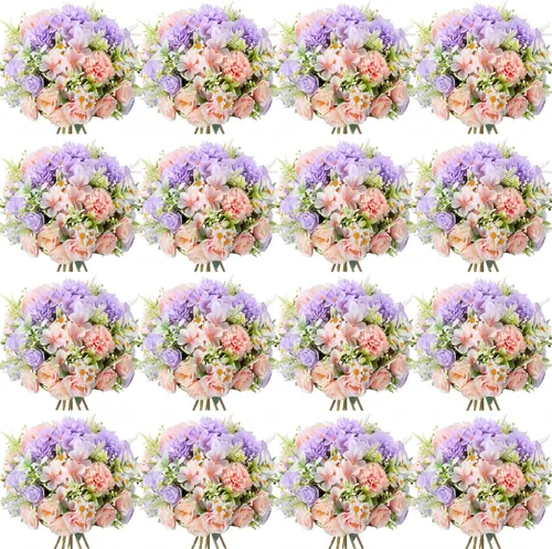 Vista 10 de Tigeen - Ramo de flores artificiales para boda, 6 paquetes, color azul