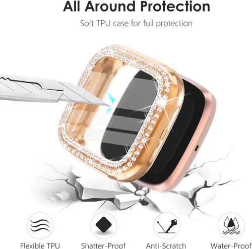 Vista 4 de CHANCHY Paquete de 10 fundas protectoras de pantalla compatibles con Fitbit Versa 2, funda protectora completa de TPU suave cubierta parachoques