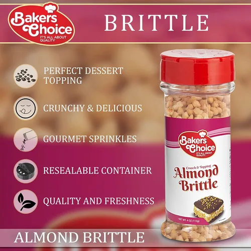 Vista 4 de Baker's Choice Almond Brittle Crunch - Cobertura de helado de postre de nuez - Para helado, helados, cupcakes o batidos - Sin lácteos, Kosher - 4
