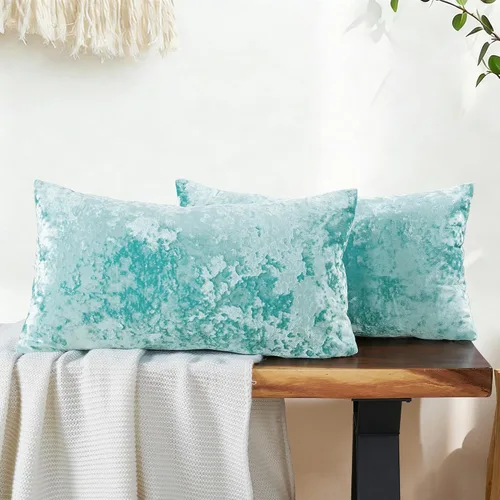 Vista 2 de Juego de 2 fundas de almohada lumbares decorativas de terciopelo abstracto de 14 x 26 pulgadas, fundas de almohada rectangulares de lujo suaves