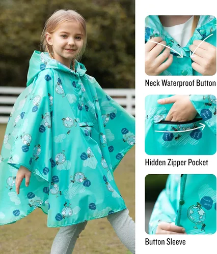 Vista 4 de Chaqueta ligera de poncho de lluvia para niños, impermeable, abrigo impermeable
