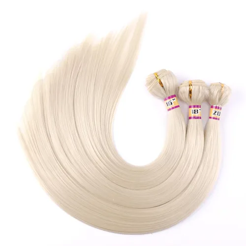 Vista 13 de 4 paquetes de cabello sintético sedoso y liso, 4 paquetes de 16, 18, 18, 20 pulgadas, extensiones de cabello de fibra de doble trama color negro