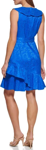 Vista 4 de DKNY Vestido cruzado sintético para mujer, Azul (Cobalt Blue), 16