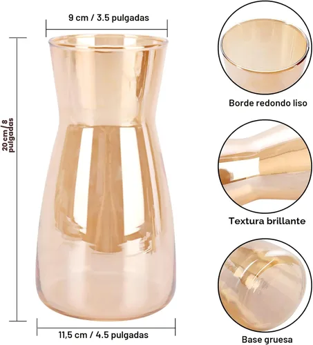 Vista 3 de Jarrones de vidrio para flores, 8 pulgadas de alto, modernos jarrones de cristal transparente iridiscente para centros de mesa, decoración