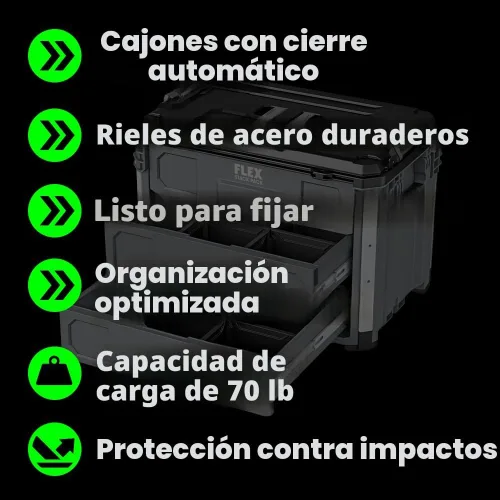 Vista 7 de FLEX STACK PACK - Caja de herramientas de 3 cajones con sistema de almacenamiento, FS1105, gris/negro