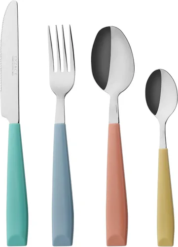 Vista 14 de EXZACT 16 pcs Flatware Set Stainless Steel Wide Handles Serves 4 Black