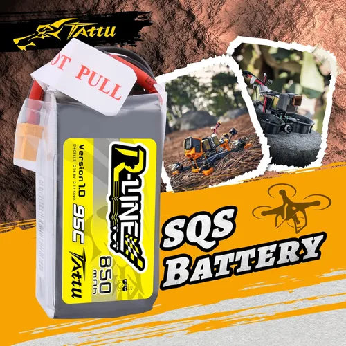 Vista 5 de TATTU R-Line 850mAh 14.8V 95C 4S LiPo Batería con XT60 Plug para Multirotor FPV de Tamaño 100 a 180