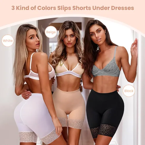 Vista 2 de Anygirl Slip Shorts for Under Dresses Tummy Control Shapewear Shorts Thigh Slimmer Boyshorts Panties Shorts for Under Dresses