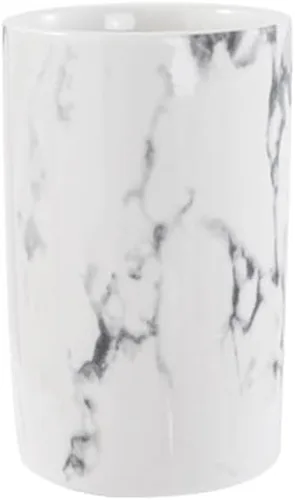 Vista 9 de Taza de cerámica de mármol, soporte para cepillos de dientes creativo, taza para beber simple (azul)