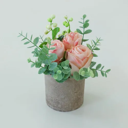Vista 7 de Small Artificial Blue Rose Potted Plant, 2 Pcs Mini Faux Decor 2 piezas azules