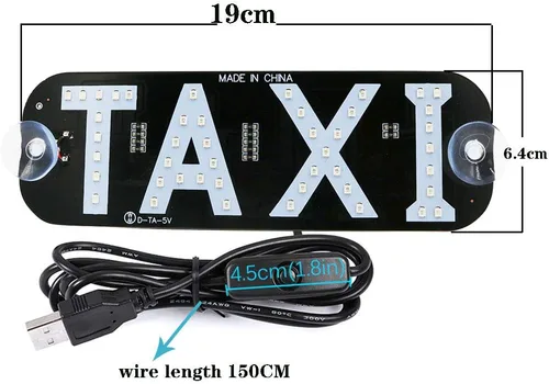 Vista 4 de YSY 1 juego de decoración de letrero LED de taxi, nuevo modelo de taxi con gancho intermitente de taxi intercambiable por USB en la ventana del Verde