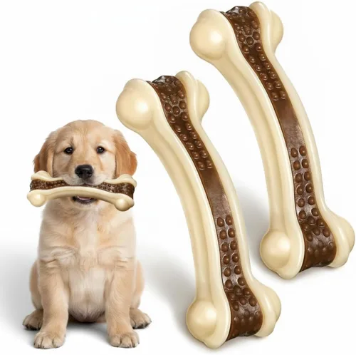 Vista 10 de Sosation Juguetes para perros en forma de huesos para masticadores agresivos, paquete de 2 juguetes navideños para masticar perros, dentición