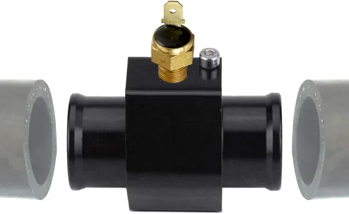 Vista 2 de Kit de cableado y sensor de termostato de ventilador eléctrico con adaptador de manguera de refrigerante en línea para radiador automotriz 200'F