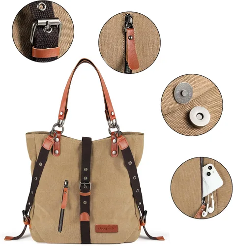 Vista 2 de SHANGRI-LA - Bolso de mano para mujer, estilo informal, para escuela, mochila convertible.
