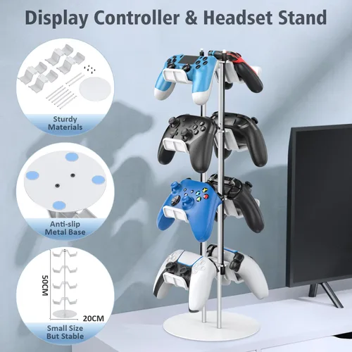 Vista 5 de Kytok Gamer Gifts, Headset Stand 4 Tiers with Cable Organizer, Controller Stand Compatible with PS5XboxNintendo SwitchPS PortalPS4, Headset Holder &
