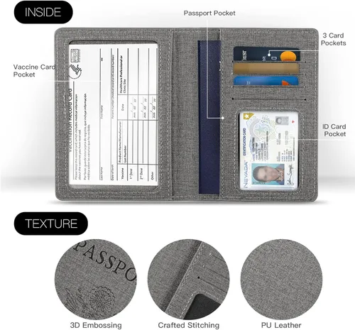 Vista 4 de Funda para pasaporte de vacunación, Azul 2PK