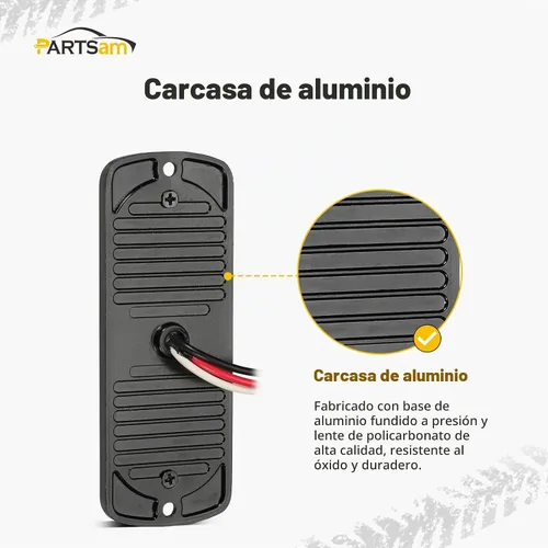 Vista 5 de Partsam 2 piezas de 4.4" de luz de señal de giro lateral de 24 LED color ámbar [Aprobación DOT], IP67 impermeable, lente ámbar, carcasa de aluminio
