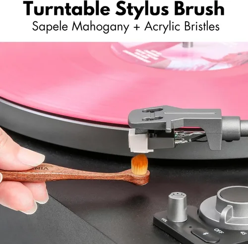 Vista 5 de Vinyl Supply Co.- Juego de pinceles para discos de vinilo 3 en 1, cepillo para discos de vinilo de pelo de cabra, almohadilla de terciopelo